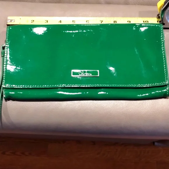 Cole Haan Leather Green Wristlet Wallet Patent Leather Clutch - X Large- GUC - Picture 3 of 17